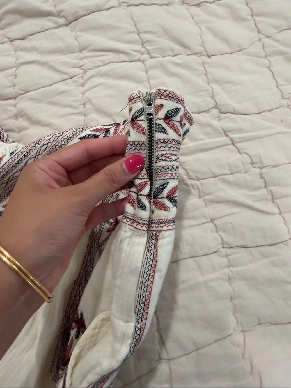 Isabel Marant Etoile Vera Floral Embroidered Cotton Cream Mini Skirt